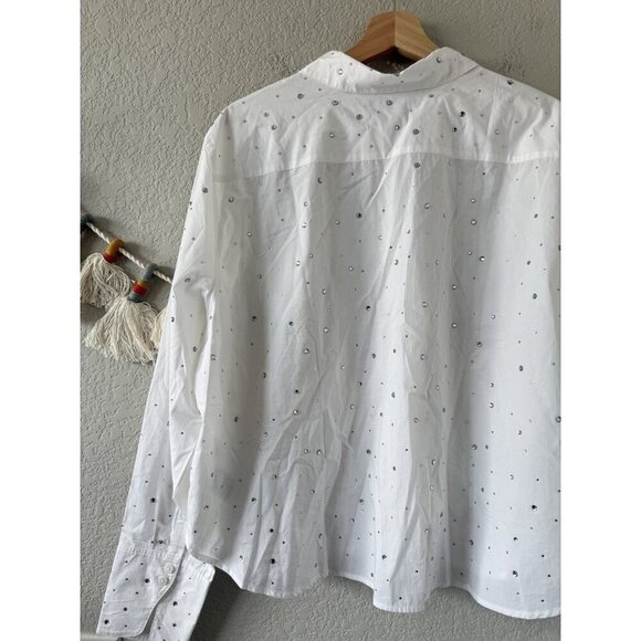 J. crew Cropped Garcon Button Up With Crystals Organic Cotton Glam Careerwear 16 - Picture 6 of 10